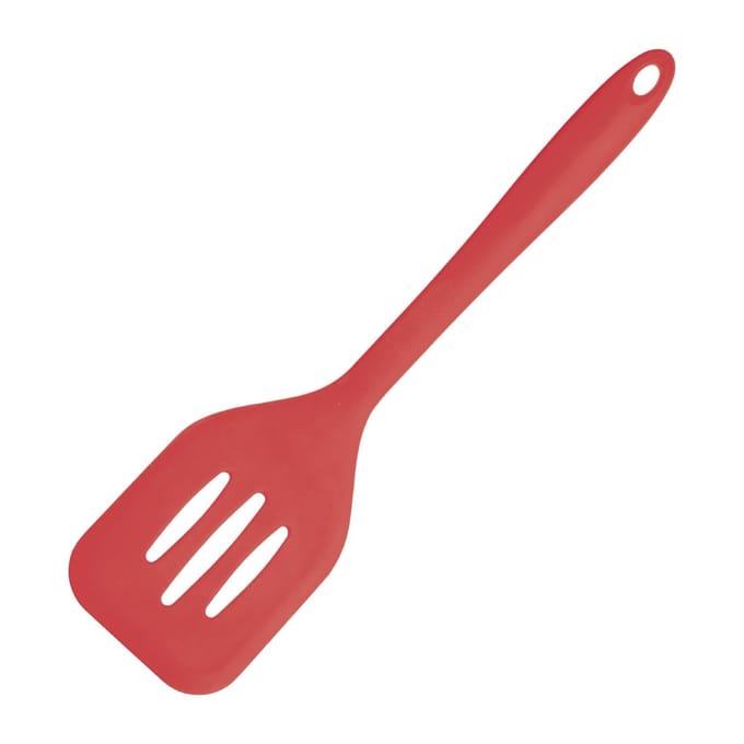 Kitchen Craft siliconen flexibele geperforeerde bakspaan rood 31cm