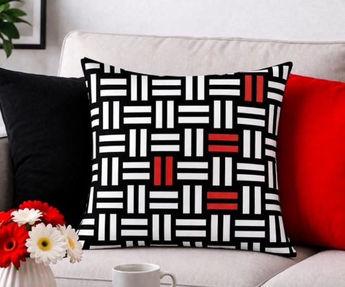 Modern Geometry Collection Kussenhoes – Red Edition - 45x45 cm