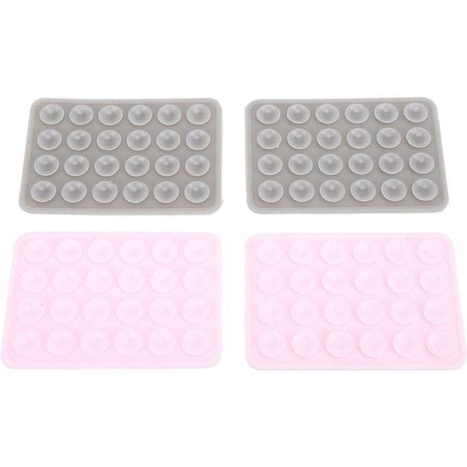 4 pièces Coque de téléphone à ventouse en silicone Facile à utiliser Multifonctionnel Support de téléphone à ventouse Rose Gris white