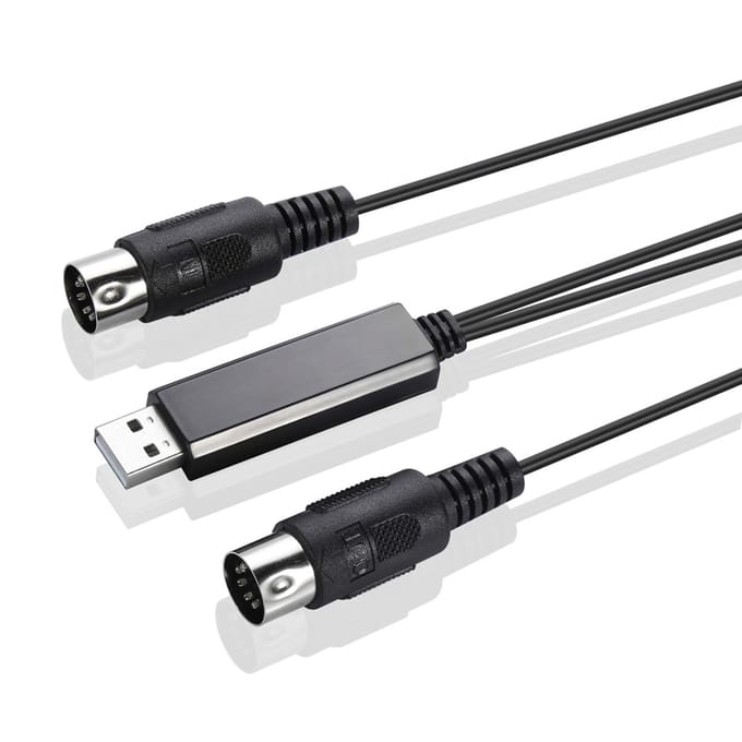 HiFing USB IN-OUT MI-kabel Eén In Eén Uit Interface 5-pins Lijnomvormer PC naar Muziektoetsenbord black