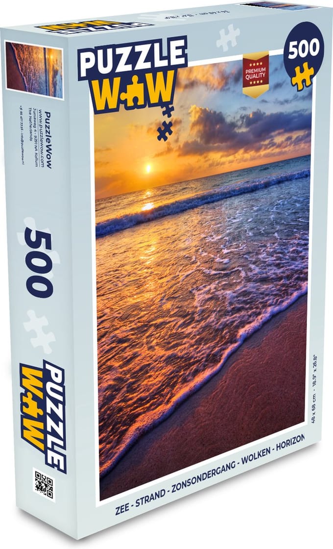 Puzzel Zee - Strand - Zonsondergang - Wolken - Horizon - Legpuzzel - Puzzel 500 stukjes