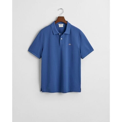 Gant Polo Fine Shield Short Sleeve Piqué Uni Vintage Blue / male