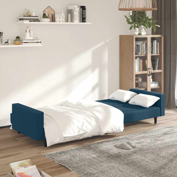 vidaXL - Slaapbank - 2-zits - fluweel - blauw