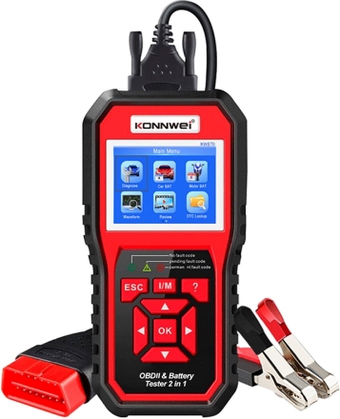 Konnwei KW870 2 in 1 auto OBD2 Foutdiagnose + batterijtester