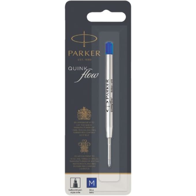 Balpenvulling Parker Quinkflow medium blauw blister à 1 stuk
