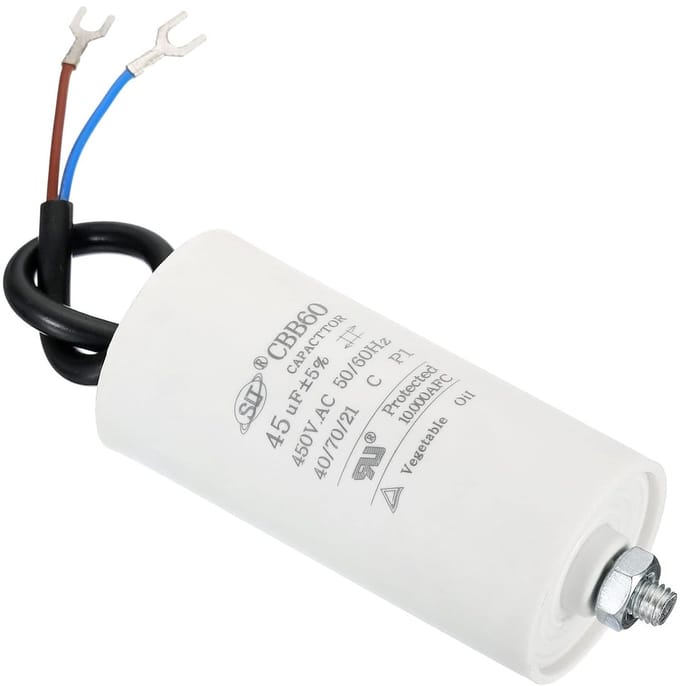 Condensator 45uF voor Motor Starten - Universele CBB60 Startcondensator 450V AC voor Wasmachine, Waterpomp en Ventilator