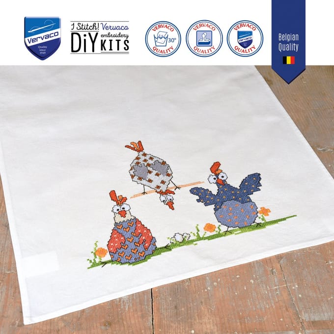 Vervaco - Handdoek kit Gekke kippen - PN-0216273
