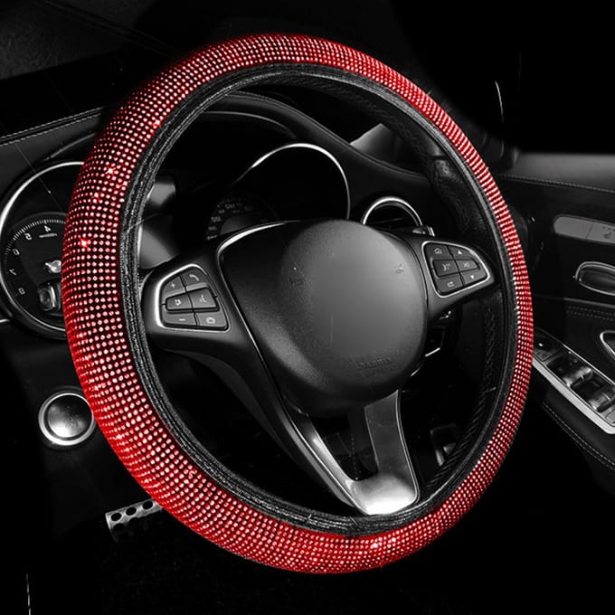 Ensemble d'accessoires de voiture 11 pièces, couvre-volant en strass, couvercle de levier de vitesse scintillant, frein à main bleu