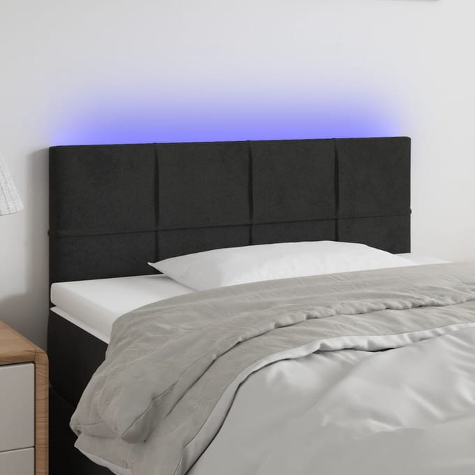 vidaXL - Hoofdbord - LED - 90x5x78/88 - cm - fluweel - zwart