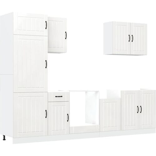 vidaXL - 7-delige - Keukenkastenset - Lucca - bewerkt - hout - wit