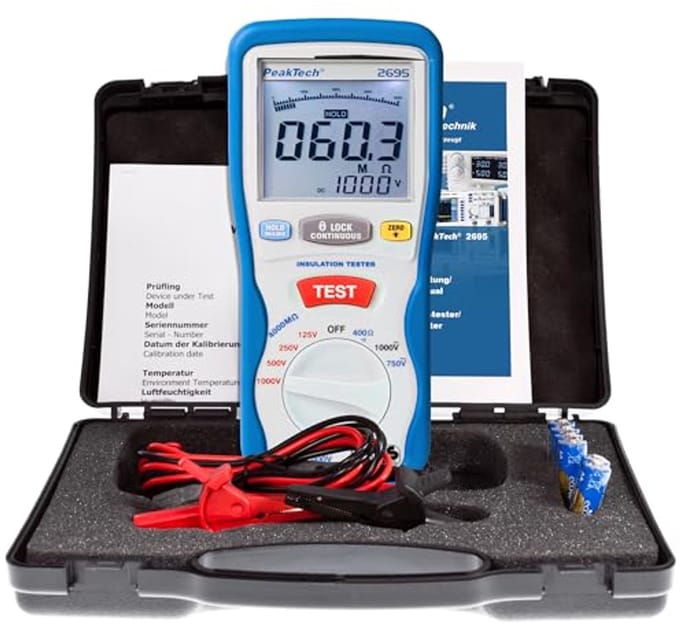 Isolatiemeter en Spanningsmeter - Tot 1000V Met Data-hold en Min/Max Functie