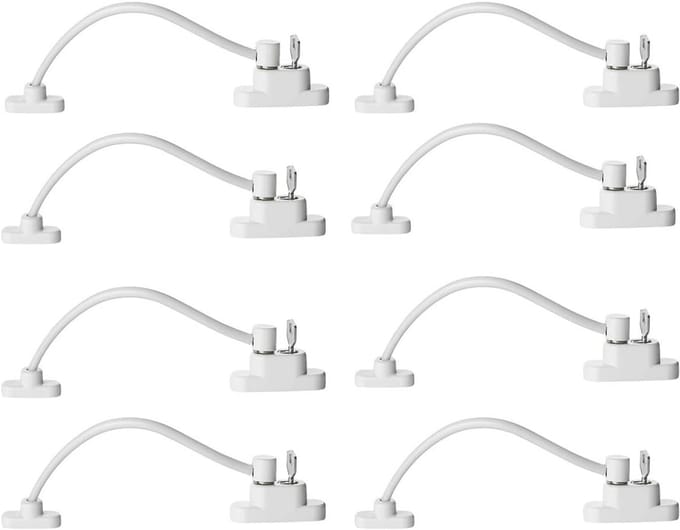 Raam Deur Beveiliger - Veiligheidskabel - Kinderveiligheid - Universele Montage - 8 Stuks - Wit