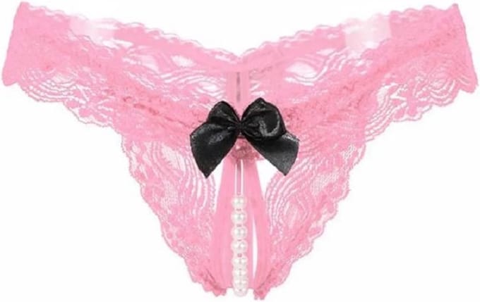 Sexy String kant met parels Roze