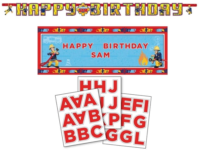 Amscan - Brandweerman Sam - Verjaardag set - Letter slinger - Personaliseerbaar.