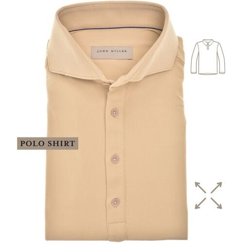John Miller The Miller Long Sleeve Hyperstretch Poloshirt Licht Bruin / male