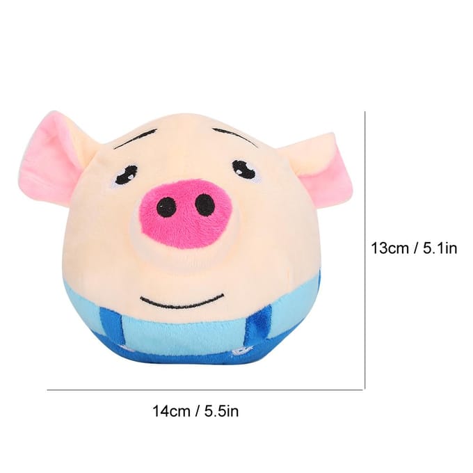 Huisdier Stuiterende Springbal Cartoon Varkenspop Bal USB Elektrische Interactie Wasbaar Zing Schattig beige