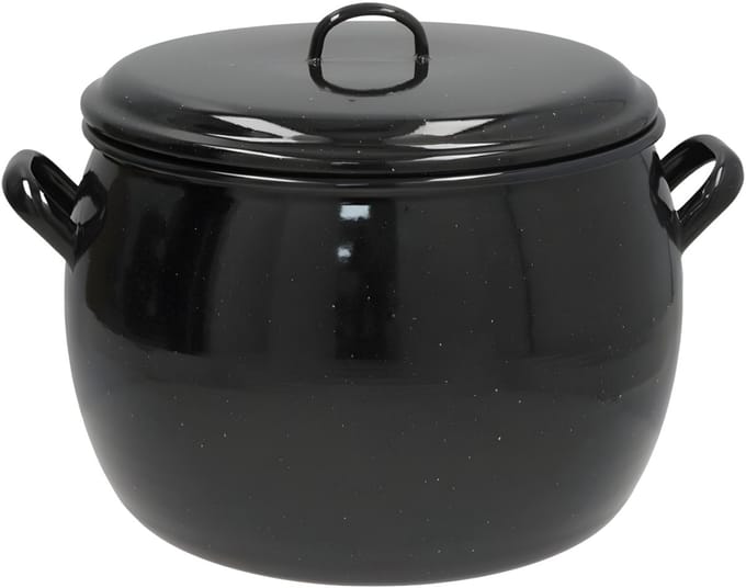 Gerimport kookpan / soeppan - zware kwaliteit - zwart - D28 cm - 15 ltr - alle warmte bronnen - emaille