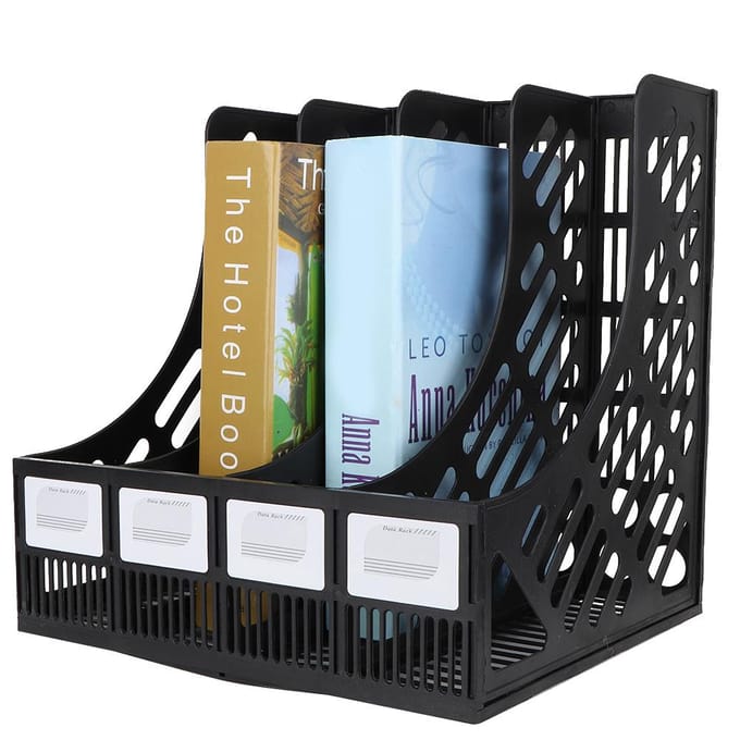 Documentenhouder met 4 vakken, bureau-organizer, kantoorartikelen black
