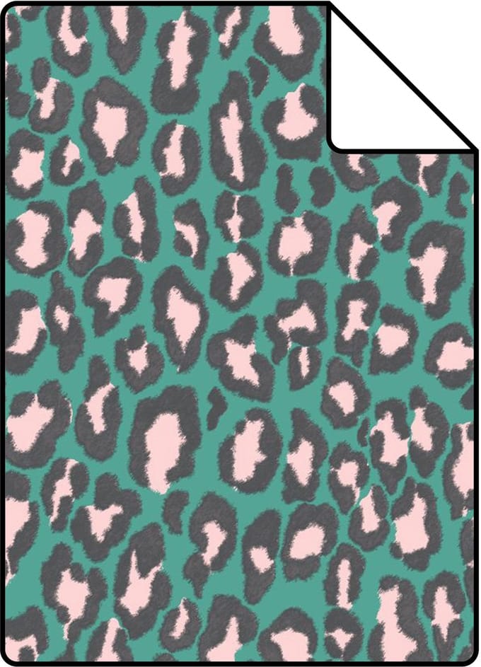 Proefstaal ESTAhome behang panterprint turquoise - 26.5 x 21 cm - 132202-S