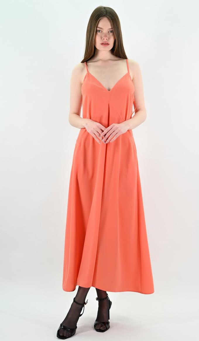 YesMooi- Maxi Slip Dress - Koraal - Maxi Jurk - S (36)
