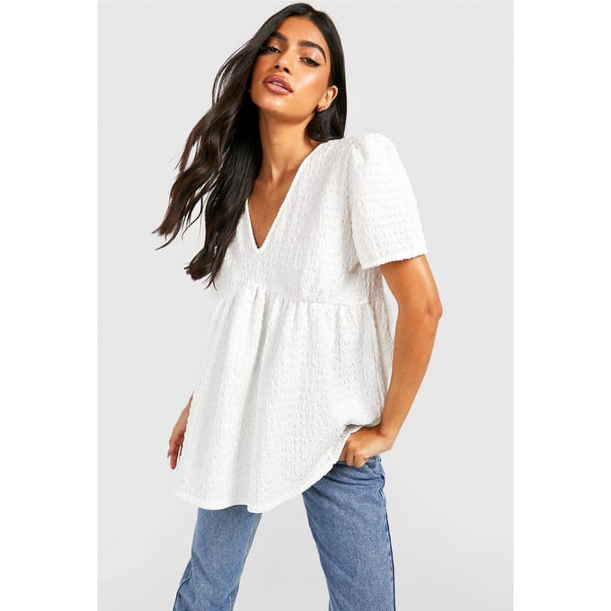 boohoo Dames Maternity Textured Smock Top | Wit | Maat: 44