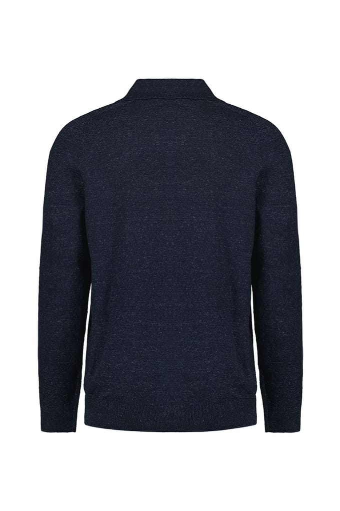 No Excess Pullover Polo With Linen Deep Blue Maat: L | Sweaters Outlet | Heren | Blauw