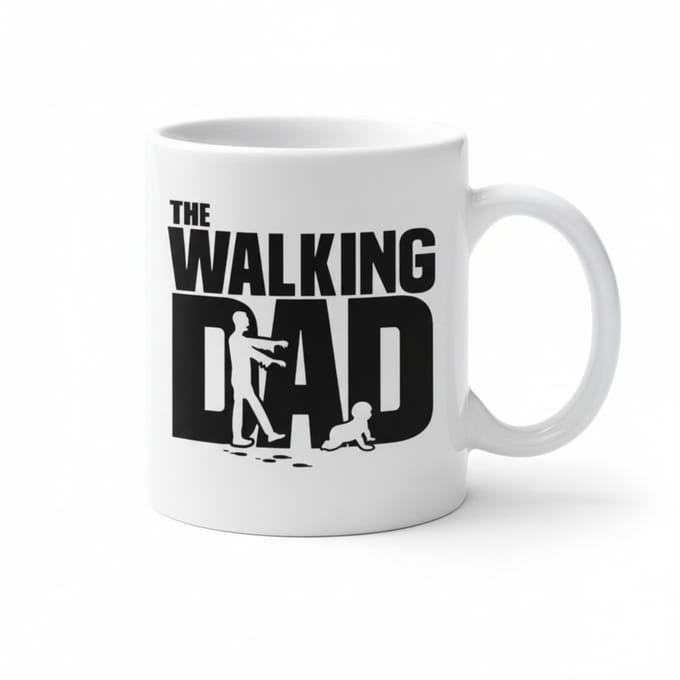 The Walking Dad Witte Mok 330ml – Grappig Zombie Vader Design Cadeau voor Vaders