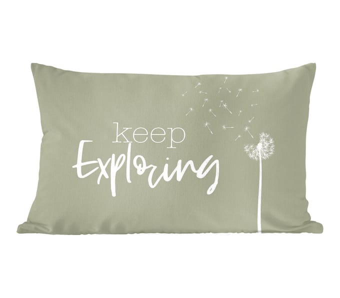 Sierkussens - Kussentjes Woonkamer - 60x40 cm - Spreuken - Quotes - Keep exploring - Reizen