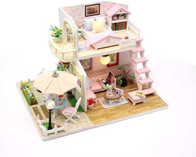 Pink studio - 3D Puzzel met Handleiding - DIY - Miniatuur Modelbouw Hout Kinderen en Volwassenen - Houten bouwpakket - Assemblr