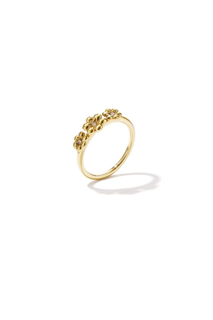 Ring met madeliefjes en steentjes - Goudkleur - 18