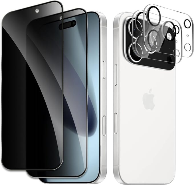 Privacy screenprotector Geschikt voor iPhone 17 Pro Max screenprotector Privacy Met iPhone 17 Pro Max camera lens - Complete bescherming voor iPhone 17 Pro Max – scherm en camera in één set - 2X
