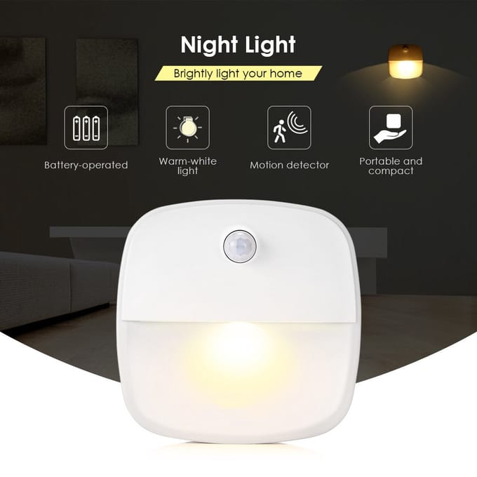 Bewegingssensor LED Lampje - Binnen Lamp - Nachtlampje - Wit - Sensor - Draadloos - Werkt op 3 AAA batterijen