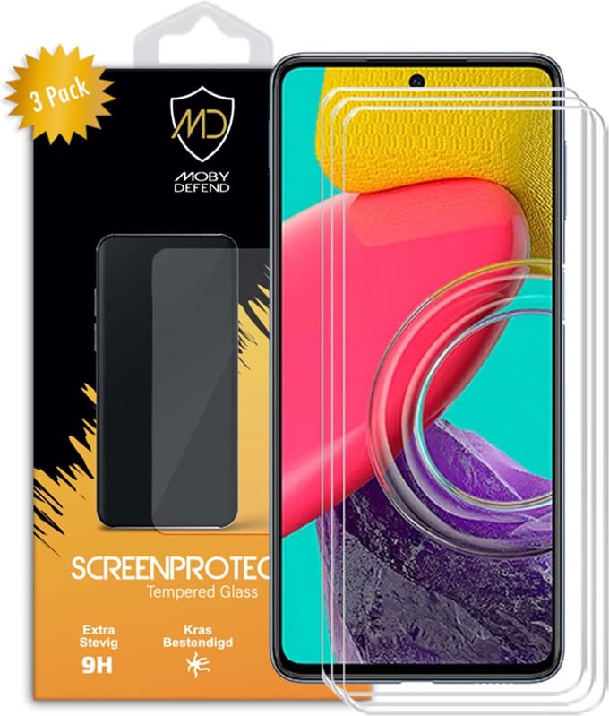 3-Pack MobyDefend Screenprotectors - Geschikt voor Samsung Galaxy M53 - Case-Friendly Screensavers - Gehard Glas