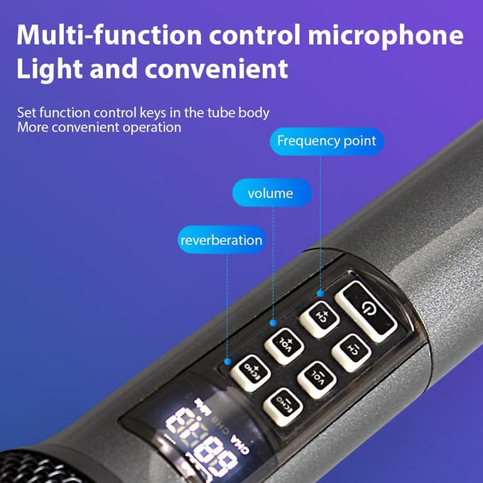 Draadloos Microfoonsysteem met Handmicrofoon UHF Professionele Dynamische Microfoons voor Thuisbioscopen 1 Receiver with 2 Microphone zwart