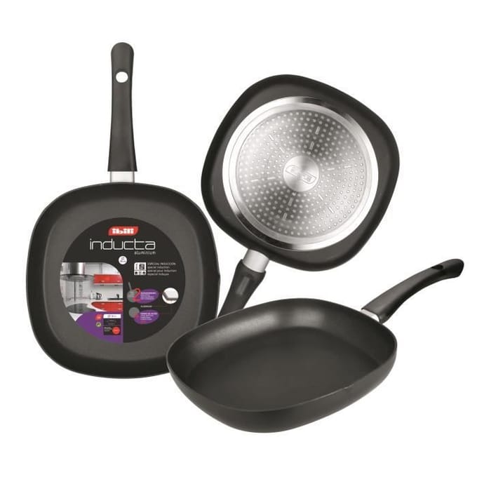 IBILI - Grill Inducta, 26 x 26 cm, Aluminium, Antiadhésif, Compatible avec l'induction