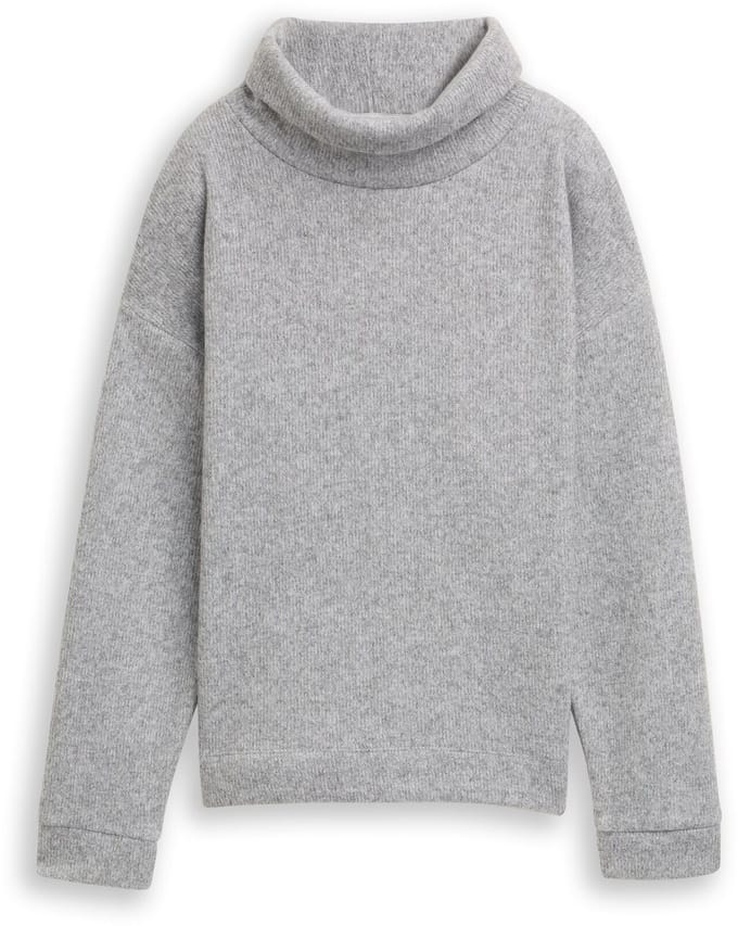 Tom Tailor - Loose fit sweatshirt met col - Maat M - medium silver grey melange