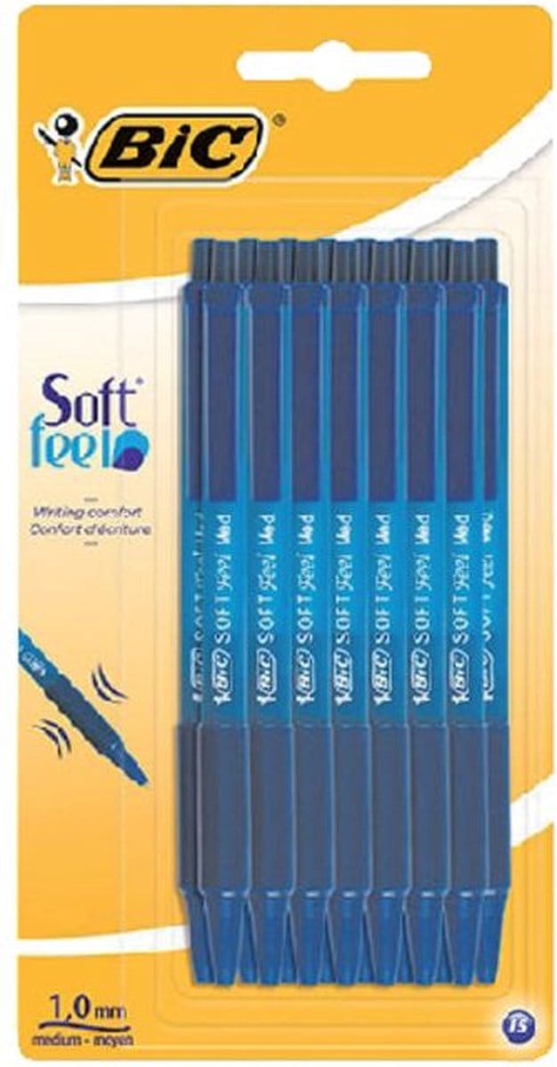 Balpen bic soft feel clic m blauw | 10 stuks