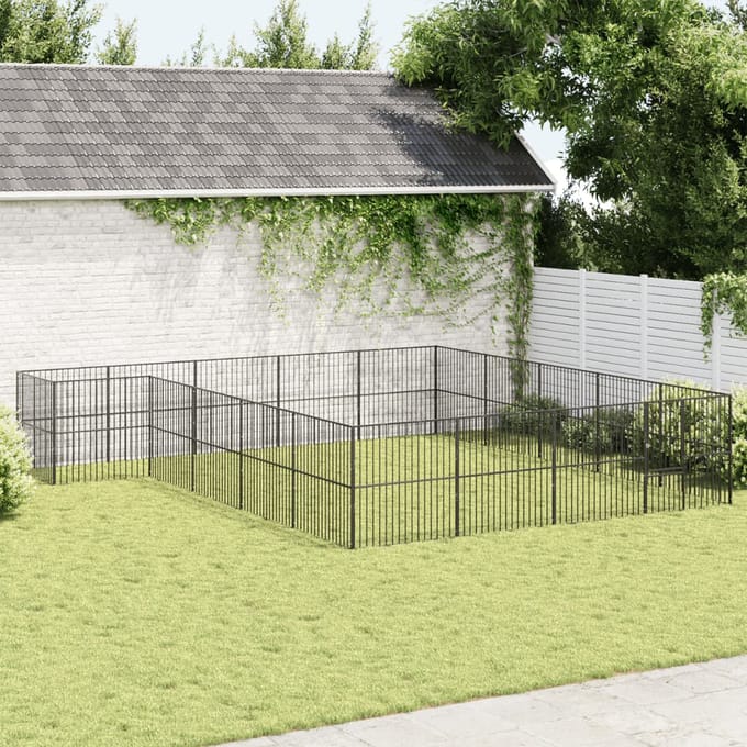 vidaXL - Hondenkennel - 20 - panelen - gepoedercoat - staal - zwart
