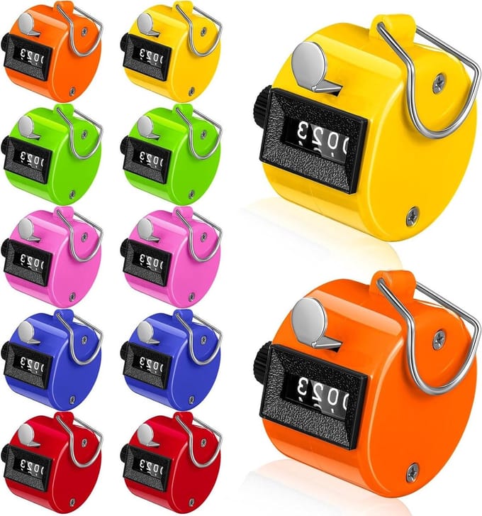 Handmatige Teller - Clicker Teller - Activiteit Tellen - Mechanisch Werking - 12 Stuks - Meerdere Kleuren