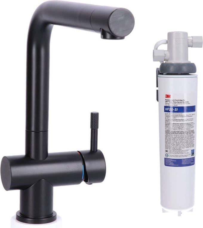 STAHL Keukenkraan Black massief RVS met uitloop inclusief 3M waterfilter