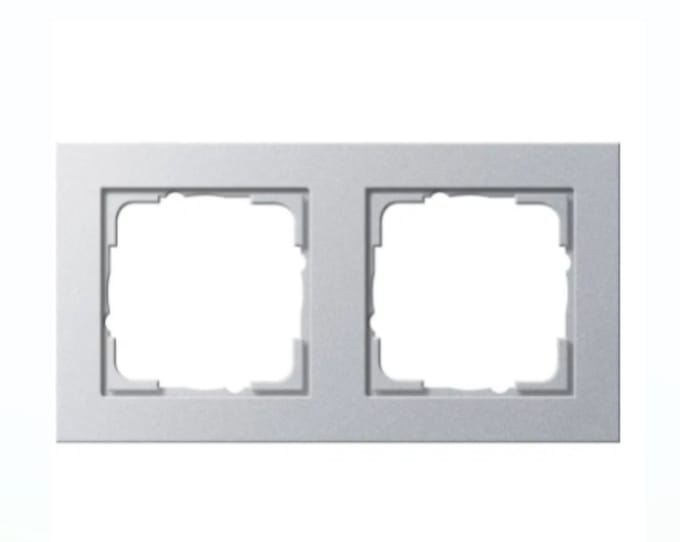 Gira E2 Afdekraam 2-voudig - Aluminium mat (System 55) - Schakelmateriaal - 021225