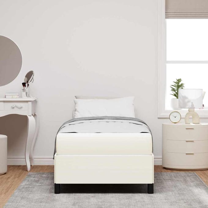 vidaXL - Bedframe - met - matras - Crème - 100 - x - 200 - cm - Stof