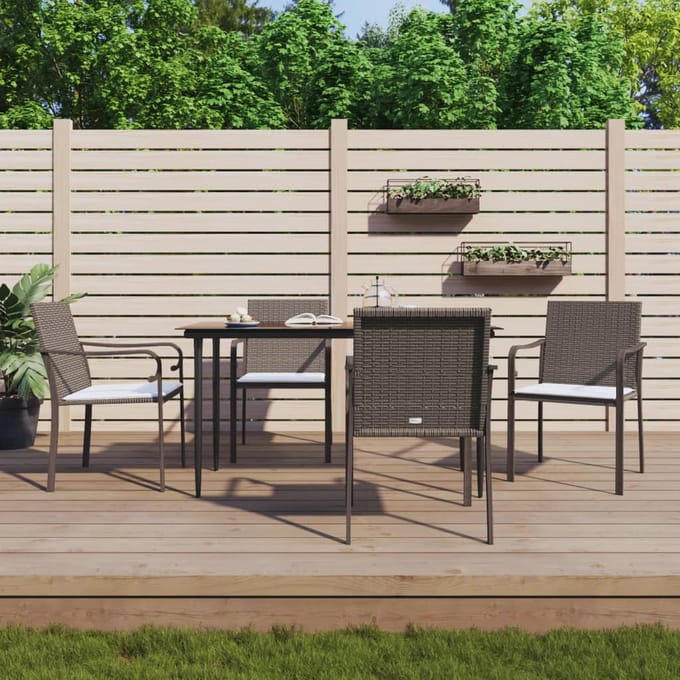 vidaXL - 5-delige - Tuinset - met - kussens - poly - rattan - en - staal