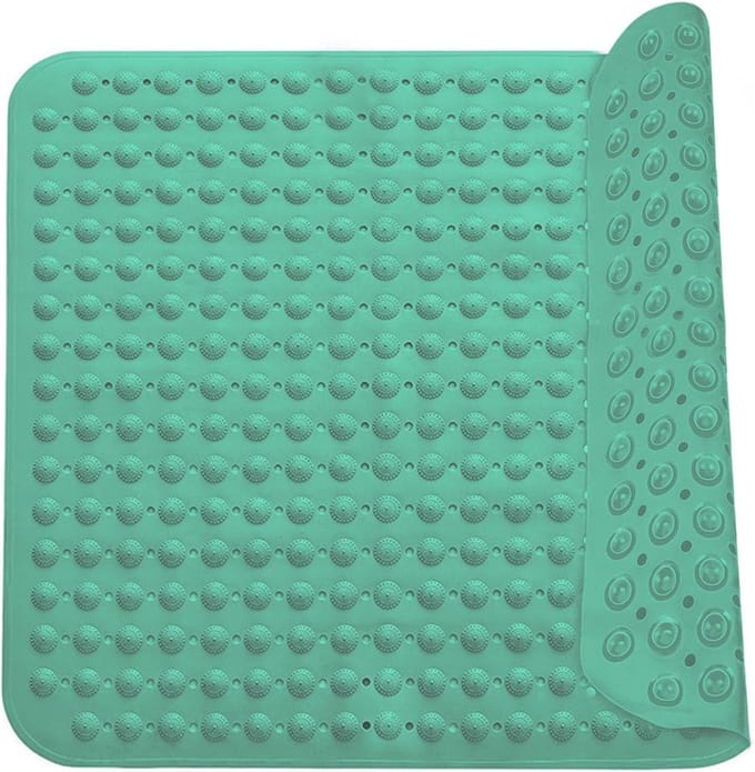 Douchemat - 48 x 48 cm (Vierkant) - Polyvinylchloride (PVC) - antislip - massage-douchemat - met zuignappen - Kleur : Mars Green
