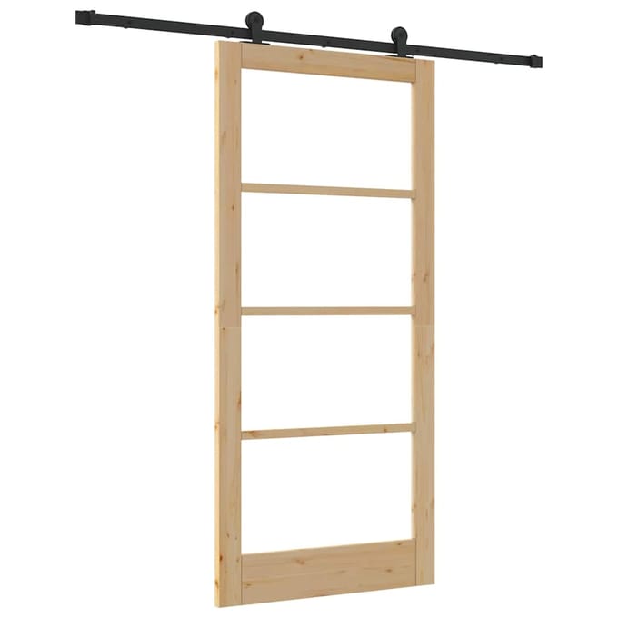 vidaXL - Schuifdeur - ORKDAL - 93 - x - 202 - cm - Massief - grenenhout - en - glas
