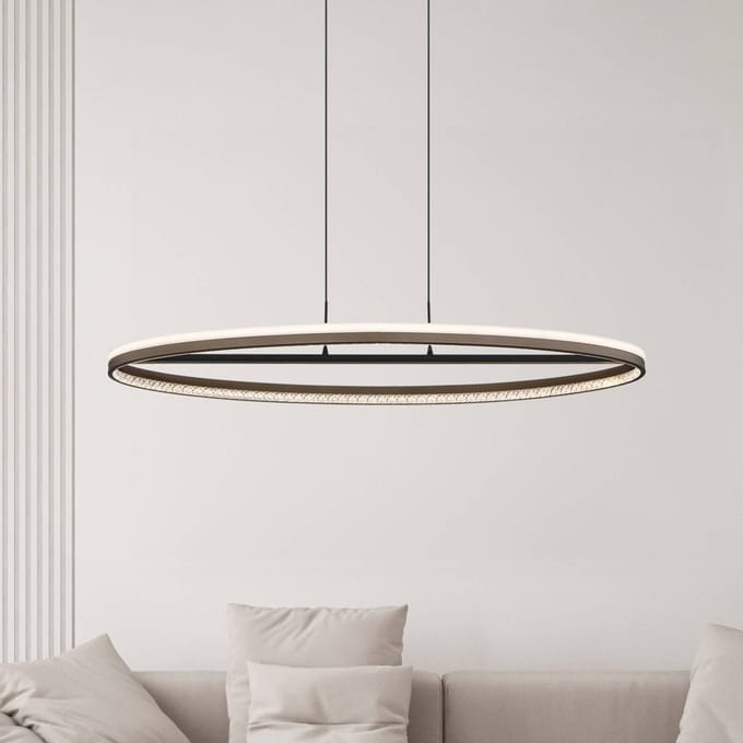 Globo Della LED hanglamp, lengte 101 cm, donkergrijs, metaal