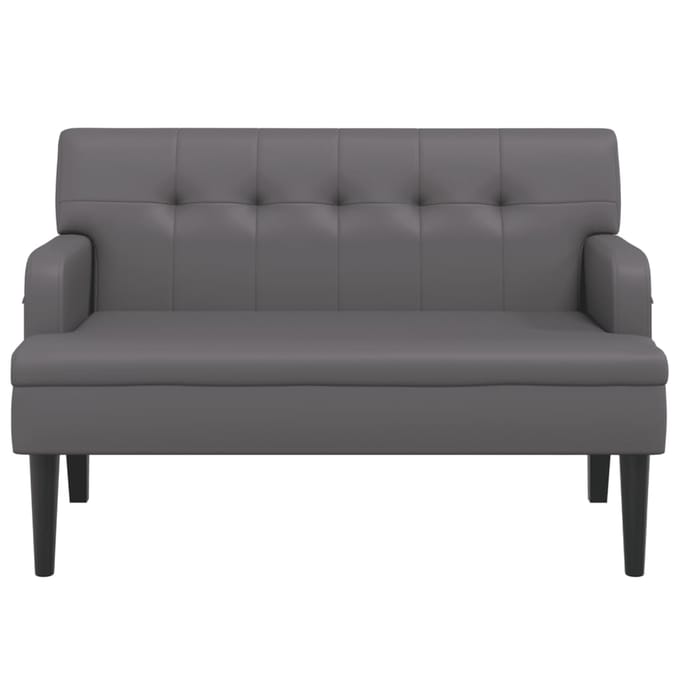 vidaXL - Bankje - met - rugleuning - 112x65,5x75 - cm - kunstleer - grijs