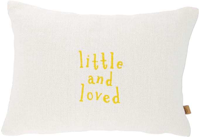 Zusss Kussen Little And Loved 35X25cm - 100% Katoen - Off White / Oker - 35X25cm