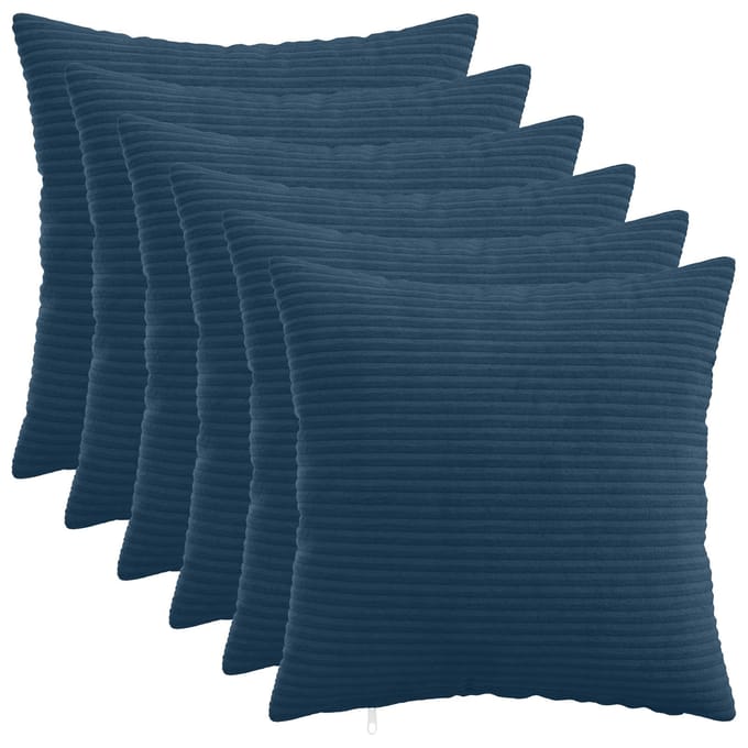 vidaXL - Kussensloop - 6 - pcs - HEERLEN - Marineblauw - 30 - x - 30 - cm - corduroy
