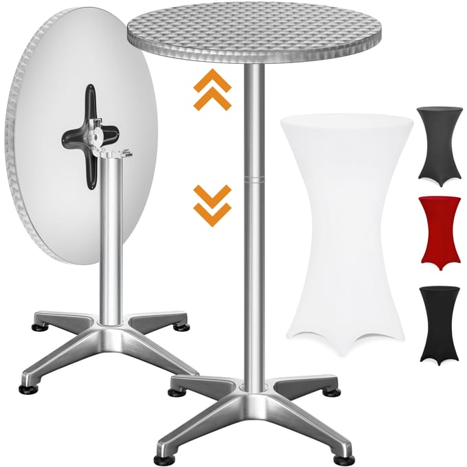 Casaria Statafel met Tafelrok – Klapbaar en Verstelbaar 70-115cm – Wit